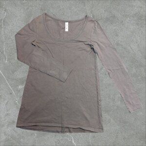 Yoga Patina Scoop‎ Neck Long Sleeve High Low Cotton Shirt Women's Size Small
